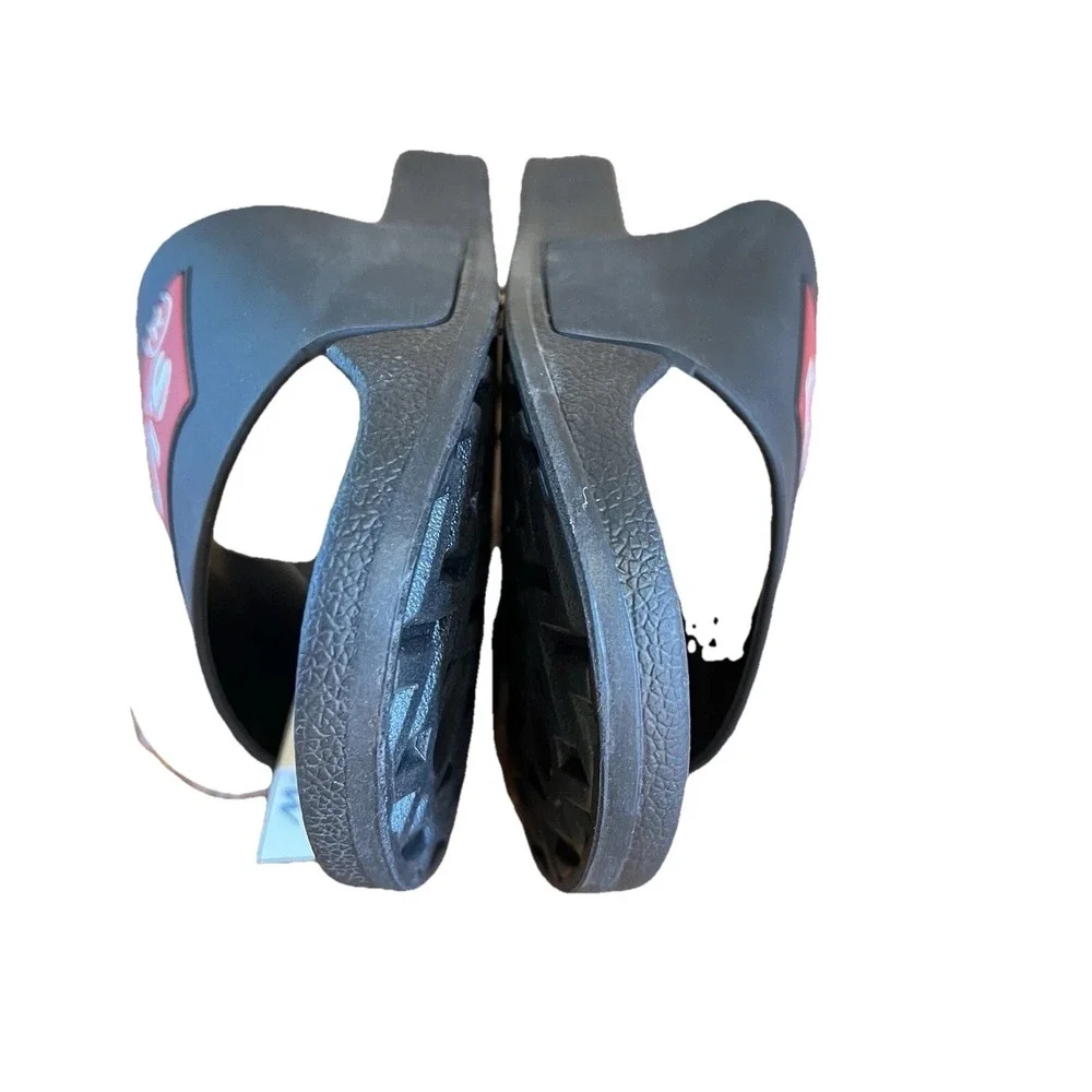 LEVIS Men Batwing Slide sz 11 Black Synthetic Slippers Logo Water Resistant NEW